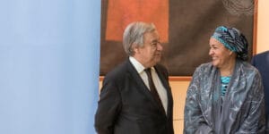 UN Secretary General and Deputy Secretary General Antonio Guterres and Amina Mohammed