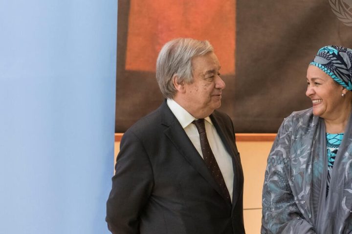 UN Secretary General and Deputy Secretary General Antonio Guterres and Amina Mohammed