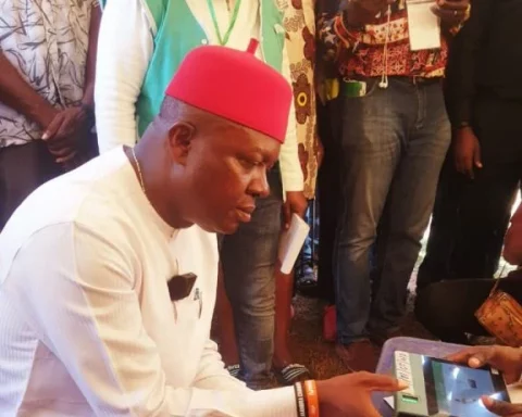 PDP governorship candidate in Anambra election Dr Ozigbo casting vote