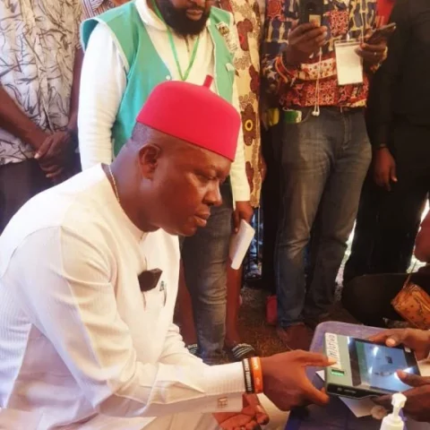 PDP governorship candidate in Anambra election Dr Ozigbo casting vote