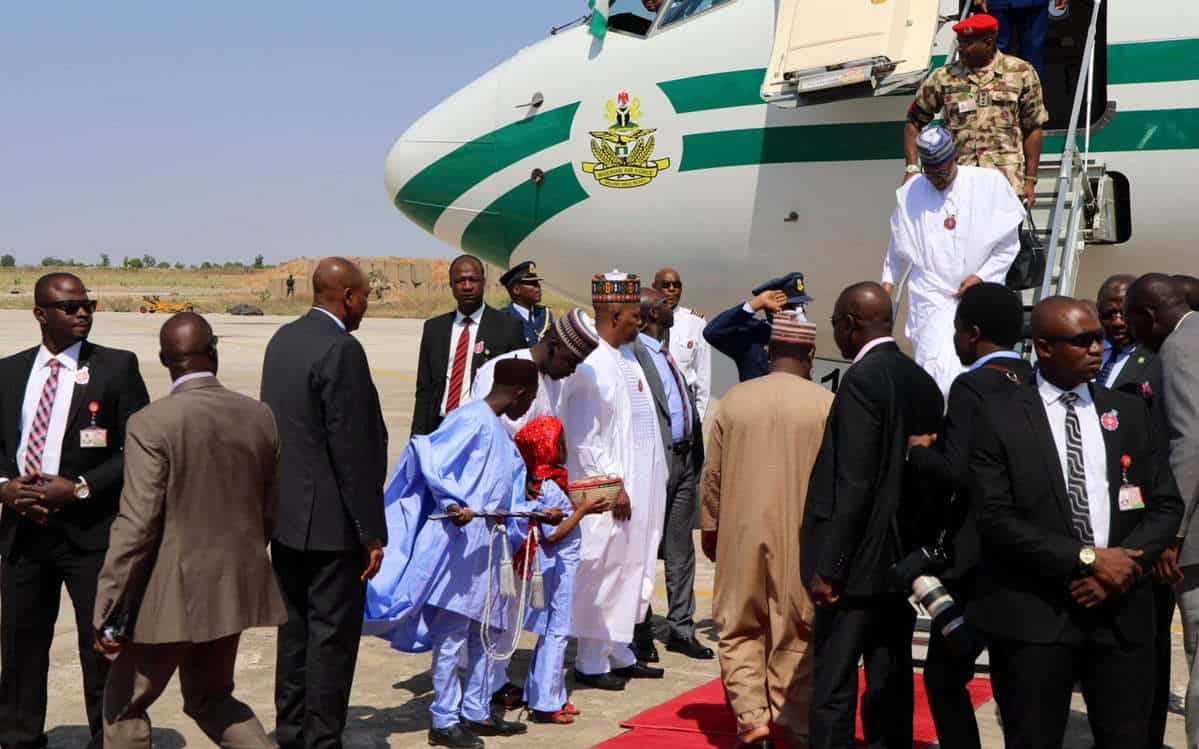 Buhari arrives Maiduguri