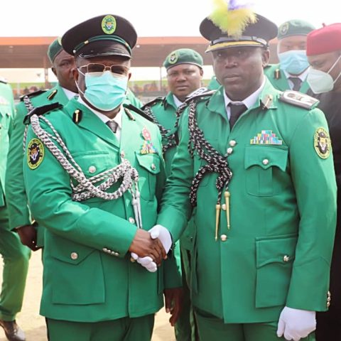 Ebonyi State Governor His Excellency Engr David Nweze Umahi with the Ebubeagu state Commander, Friday Nanna Ujor.