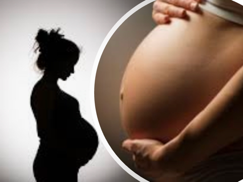 Close-up picture of Pregnant women illustrate COVID-19 vacciantion