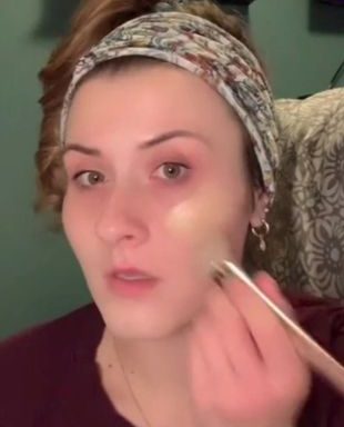 Woman Who Hates Getting Up Early For Work Does Her Make-Up And Hair Before Bed