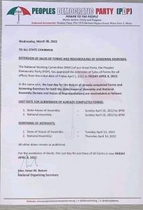 2023: PDP Extends Sales Of Nomination Forms
