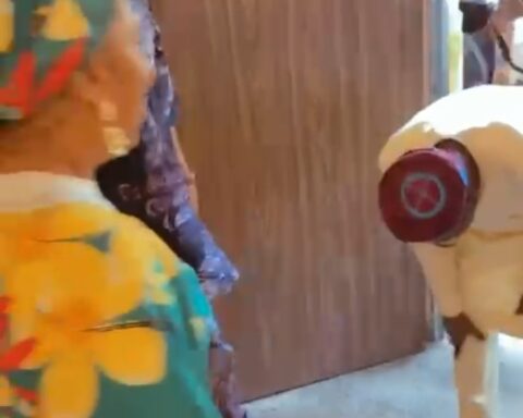 (Video) Nigerians react as Tinubu bows for Orji Kalu's Mother