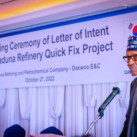 Buhari  Signs MOU With South Korean Firm For Kaduna Refinery Rehabilitation