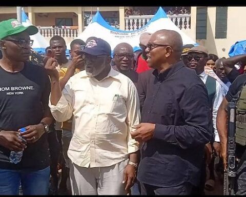 Video/Photos: Peter Obi Visits Ogbaru- Anambra, Bayelsa Flood Victims, Takes Aerial Tour