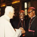 Archbishop Valerian Okeke (right) exchanging pleasantries with the Pope Emeritus Benedict in Vatican during a visit
