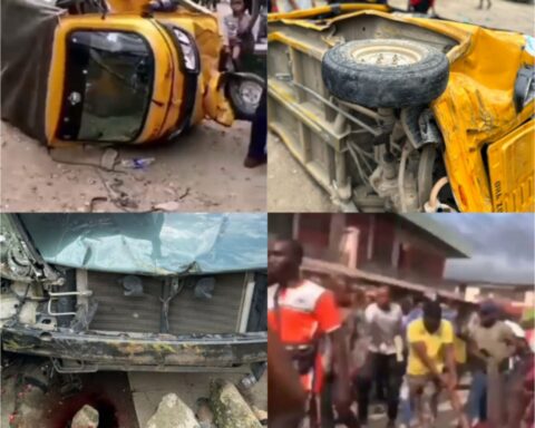 Pregnant Woman With 2 Kids, 2 Others Dead As Bus Hits Keke In Ago Lagos