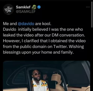‘Delete This’– Davido Calls Out Samklef For Leaking Video 