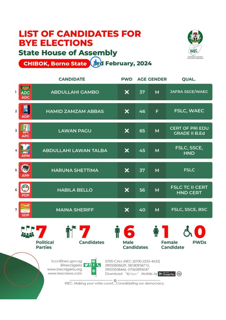 2023 Bye-election: INEC Releases Final List Of Candidates’ Particulars 
