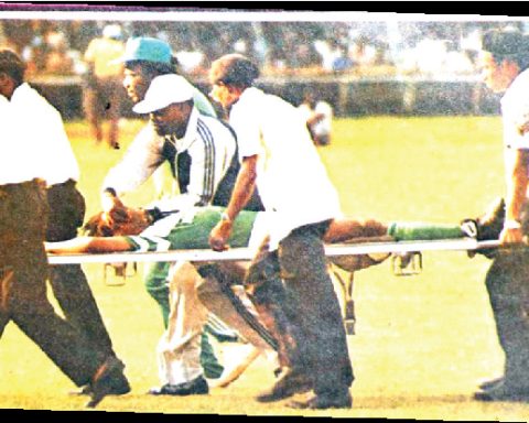 okwaraji carried out of pitch