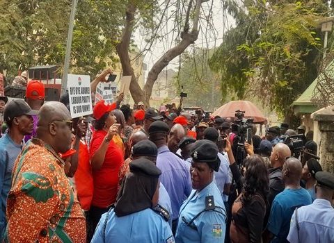 NLC Members Storm LP Secretariat, Demand Abure's Sack