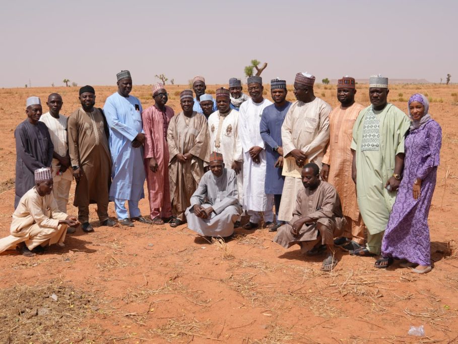 Third from left, Permanent Secretary, Cabinet Office; Alh Dahiru Zaki, handing over the documents of the 10 Hectares of land meant for the establishment of the Agricultural Machinery and Equipment Development Institute (AMEDI) to NASENI's Director of Procurement, Dr Mohammad Mohammed who represented the EVC/CEO, Mr Khalil Suleiman Halilu in Birnin Kebbi, Kebbi State on Wednesday 17th April, 2024. 
