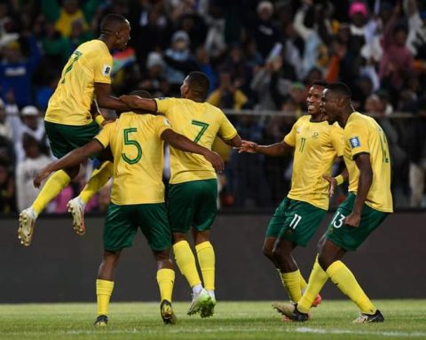 Bafana Bafana celebrate after blowing away zimbabwe