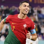 Ronaldo celebrates after scoring one of his goals for Portugal