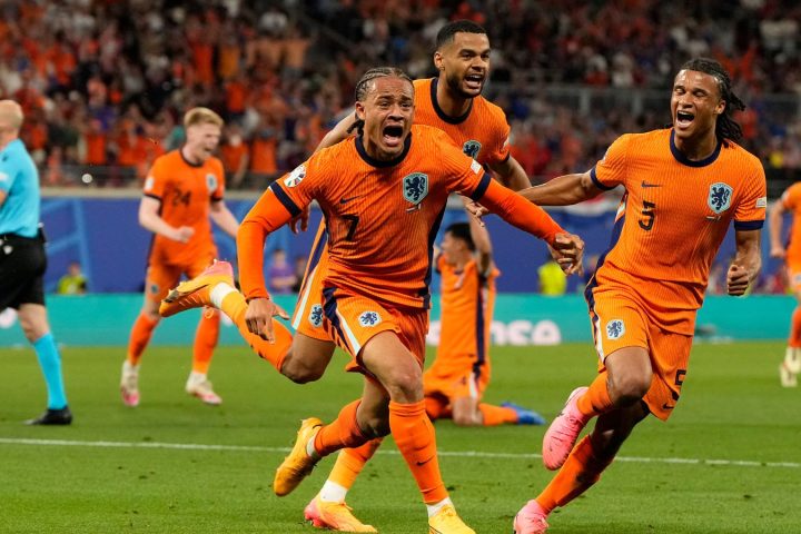 Xavi Simons celebrates after scoring a goal that was then disallowed for offside