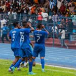 shooting stars' Christian Pyagbara celebrates his goal against Rangers Wednesday