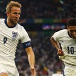 England Captain Harry Kane and Jude Bellingham celebrate after victory over slovakia