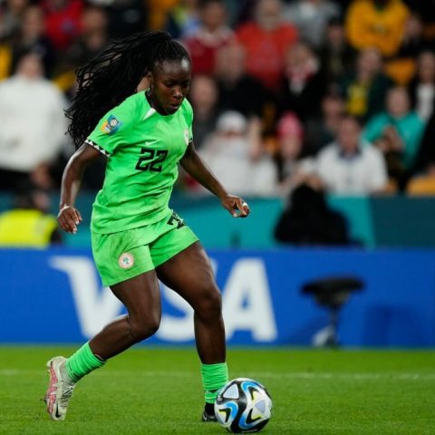Michell Alozie in action for falcons vs England
