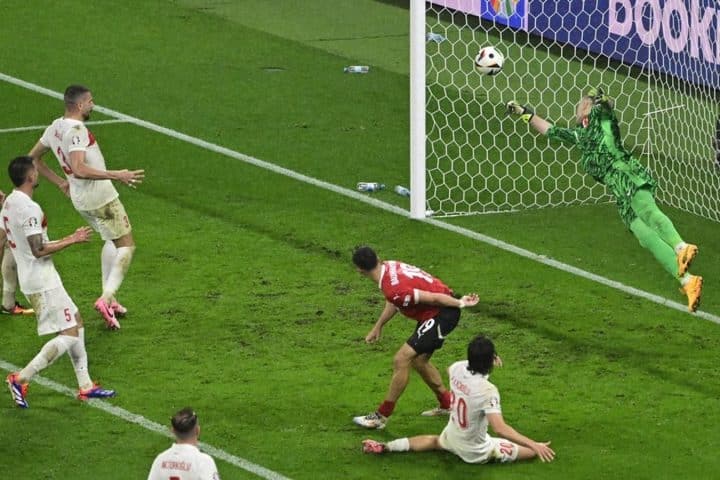 Turkey goalkeeper Mert Gunok made an extraordinary late save against Austria