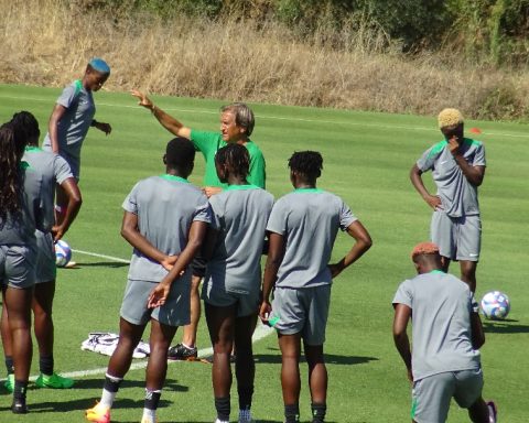 Waldrum dishing out instructions at the team's camp in Seville spain