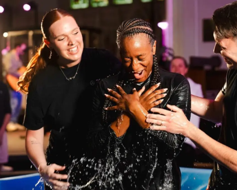 DJ Cuppy during her water baptism in Uk'