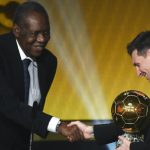 Flash back former CAF and FIFA President Issa Hayatou congratulates Ballo d'Or winner Lionel Messi