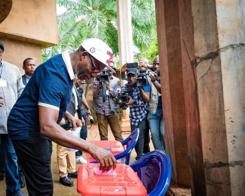 Governor Soludo voting during Anambra LG Poll