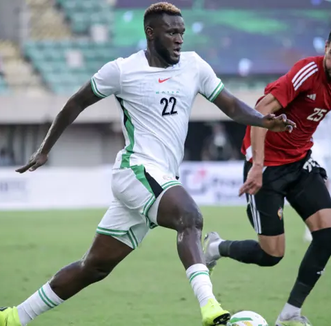 Super Eagles and Leverkusen forward Victor Boniface out runs libyan players