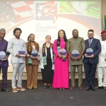 Acting U S Consul General JoEllen Gorg (middle) with Nigerian awardees during the Networking with the USA (NUSA) Event in Lagos