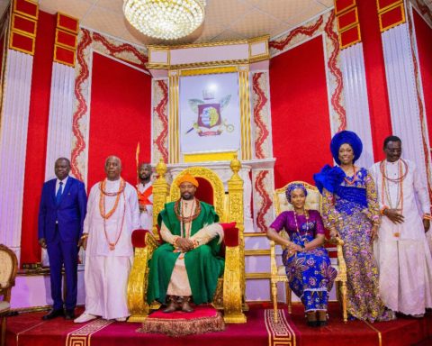 Their Majesties Ogiame Atuwatse III and Olori Atuwatse III Host Senator Fanny Moussokoura Chantal in a Landmark Visit to Warri Kingdom