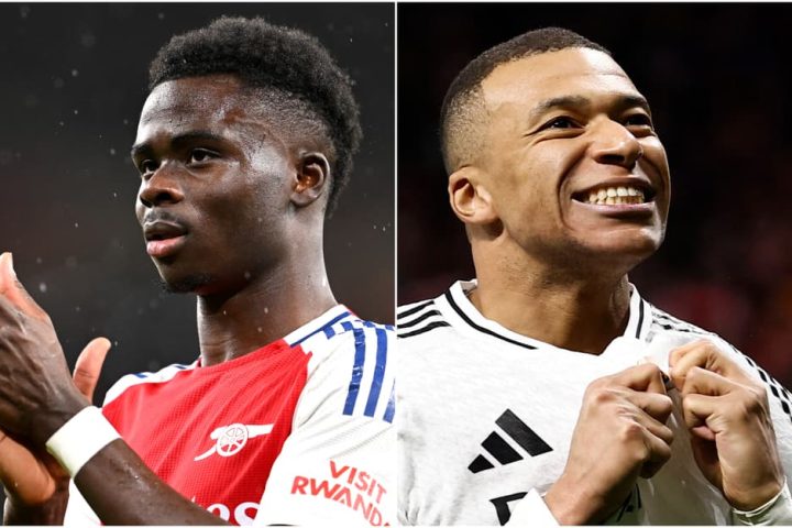 Arsenal's Saka and Real Madrid's Mbappe