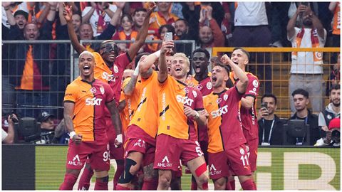 Osimhen and teammates celebrate after winning Turkey league