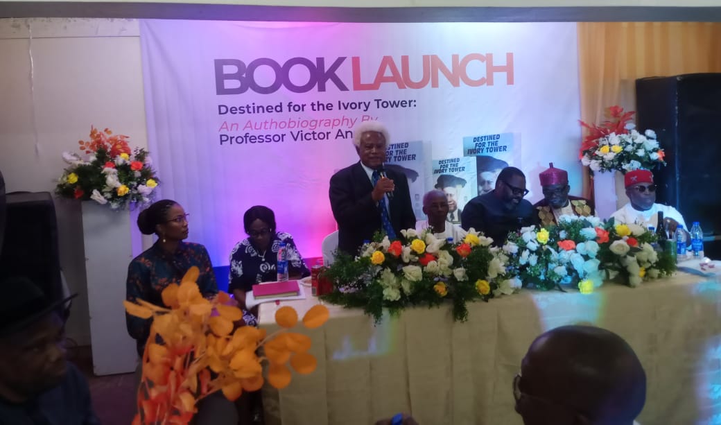 Victor Anosa speaking during book launch