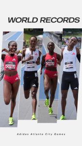 World record setters of the Adidas Atlanta Games Favour Ofili and Alison dos Santos World record setters of the Adidas Atlanta Games Favour Ofili and Alison dos Santos