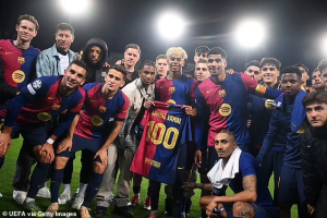 Yamal marks th goal for Barcelona Yamal marks th goal for Barcelona