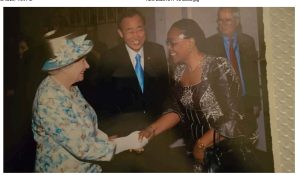 Prof. Joy Ogwu receives Queen Elizabeth II with United Nations Secretary General during 2010 UN General Assembly