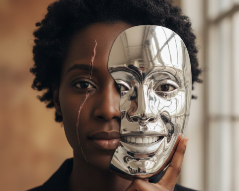 Image of a Woman Holding a Mask